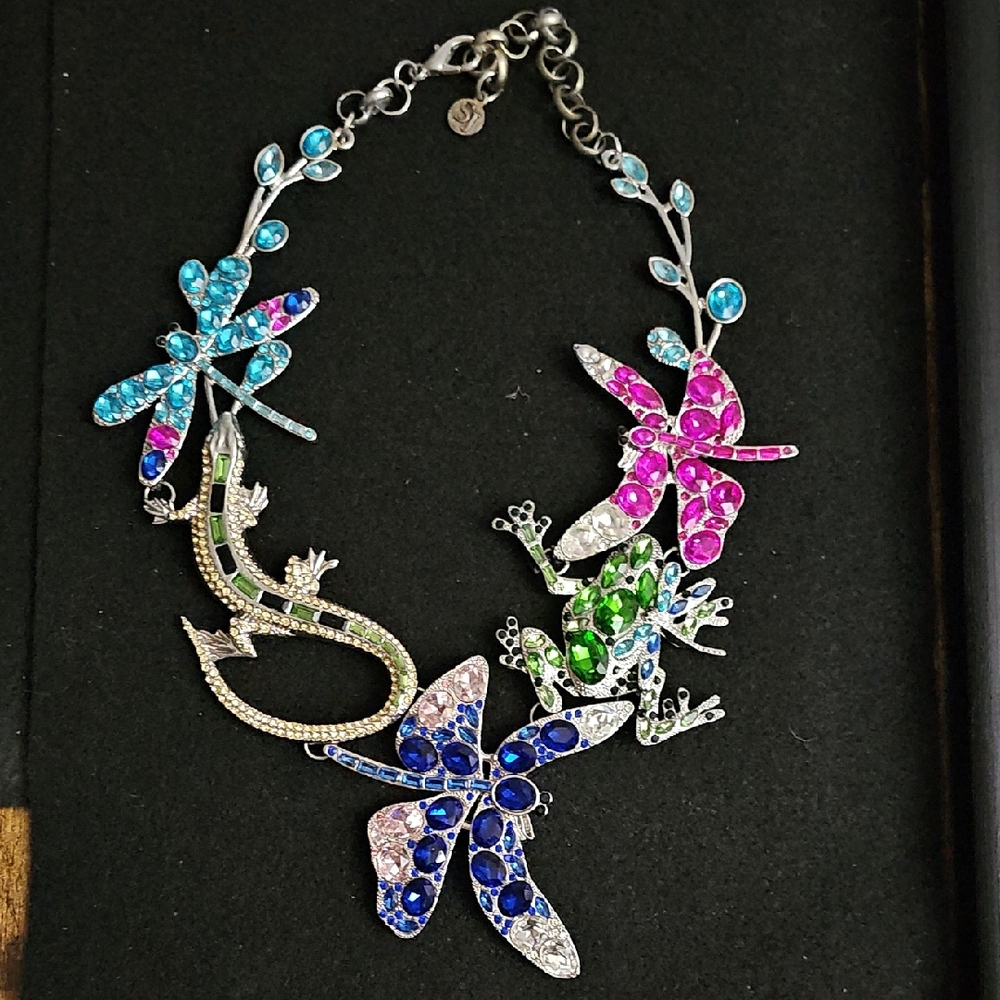 Sassy Jones Multicolor Dragonfly and Lizard Necklace